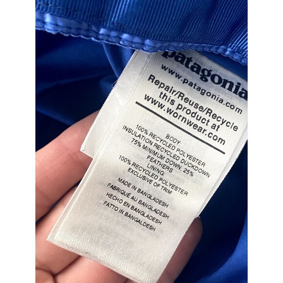 PATAGONIA Infant Hi-Loft Down Sweater Bunting- 6-12 Months Blue - Picture 7 of 9